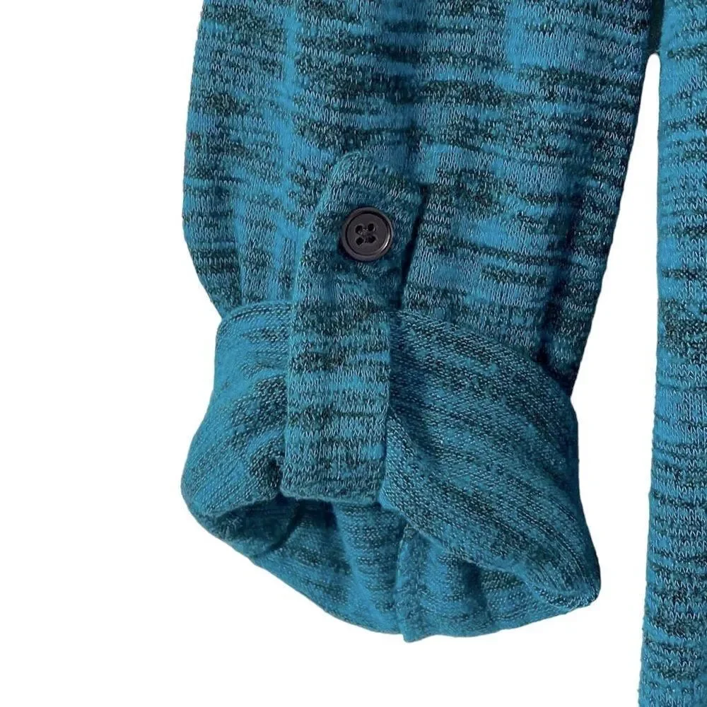 Laura Scott open front dark aqua convertible sleeve cardigan L